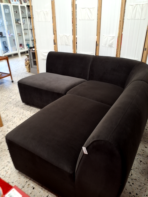 Hjørnesofa i velour stof
